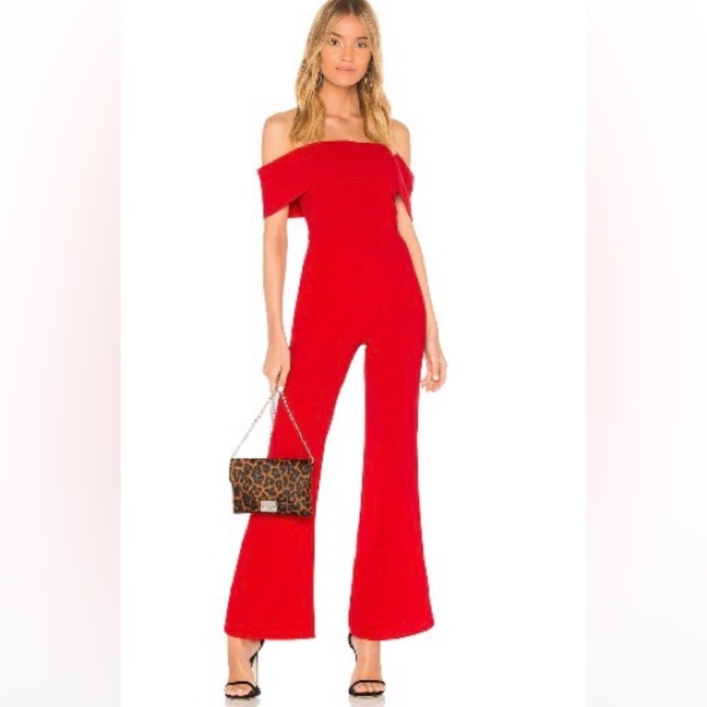 Aubrey off Shoulder Jumpsuit Red